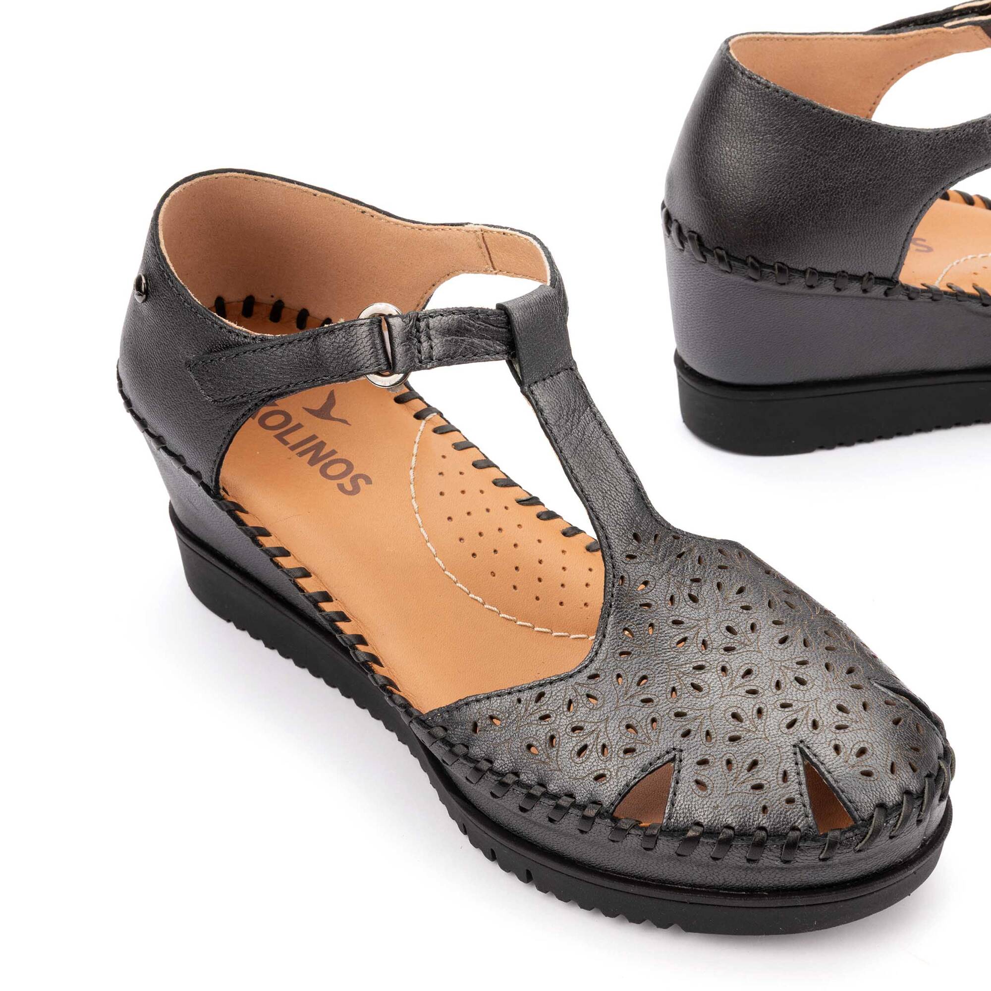 Sandales à talon compensé pour femme AGUADULCE avec fermeture velcro
